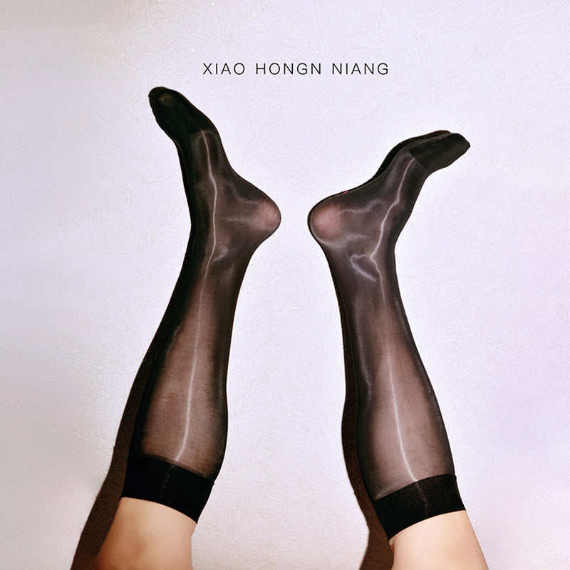 男士商务中筒薄款黑色马油水光男士长袜