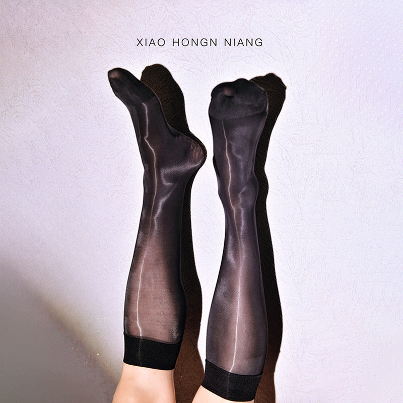 男士商务中筒薄款黑色马油水光男士长袜