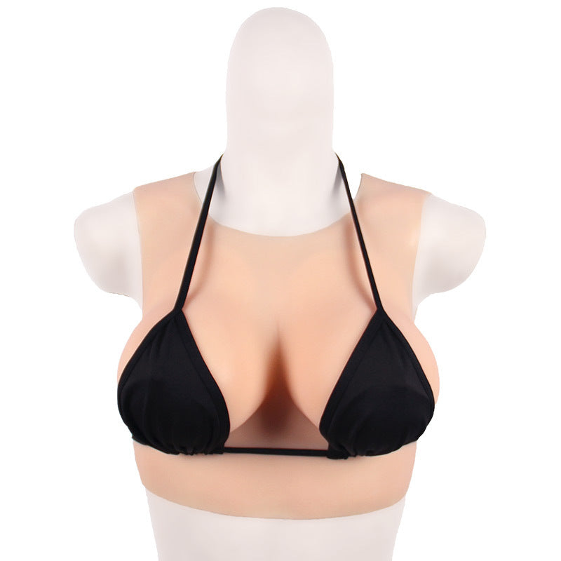 伪娘必备圆领凝胶填充实心硅胶假胸肤色义乳