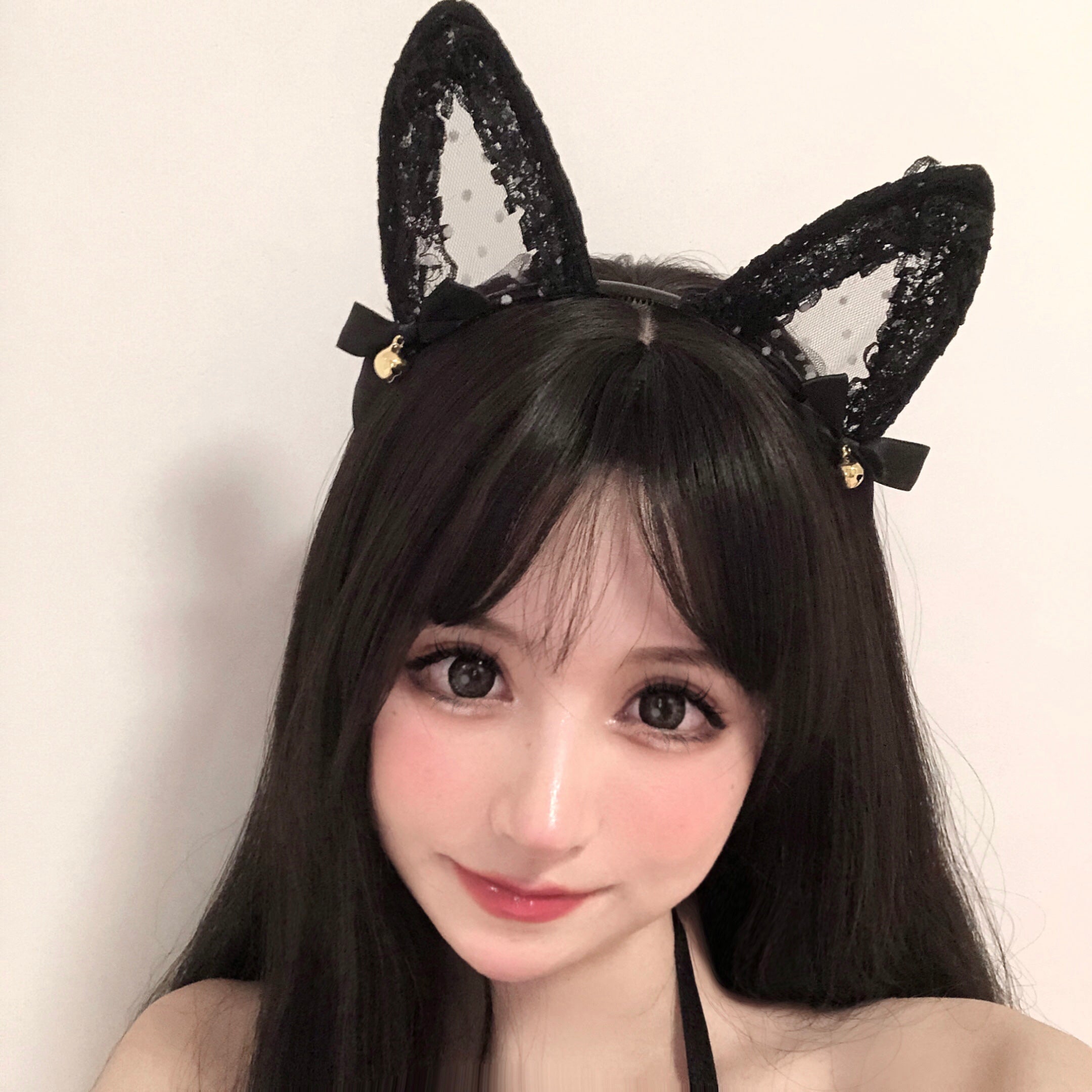 日系少女可爱发饰黑波点猫耳发箍发卡配饰