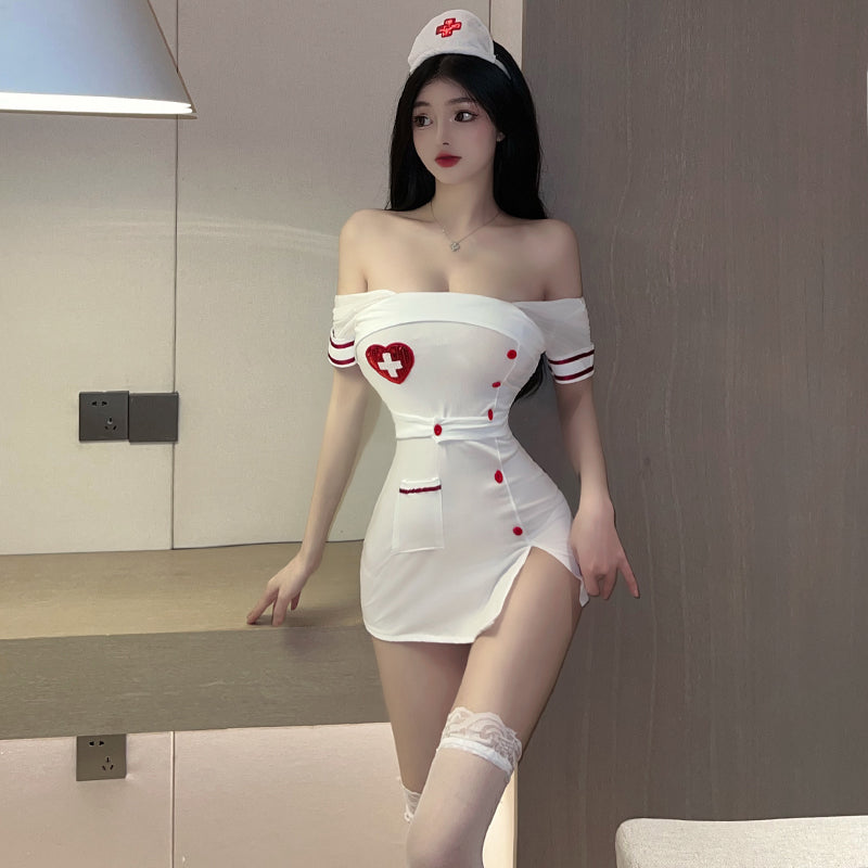 床上火辣调情激情诱惑睡衣性感护士制服套装