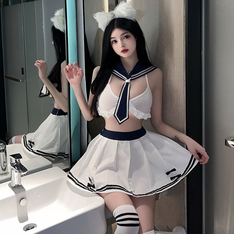 可爱校园学生制服诱惑jk小胸战袍激情免脱套装