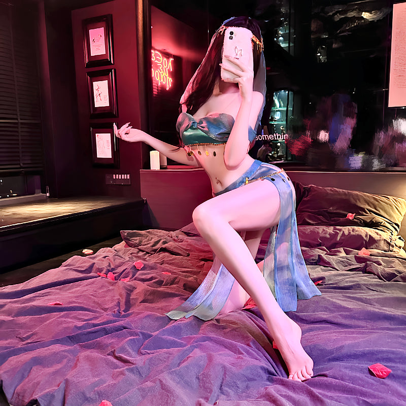 古风飞天舞姬套装性感透视文胸片片裙汉服睡衣