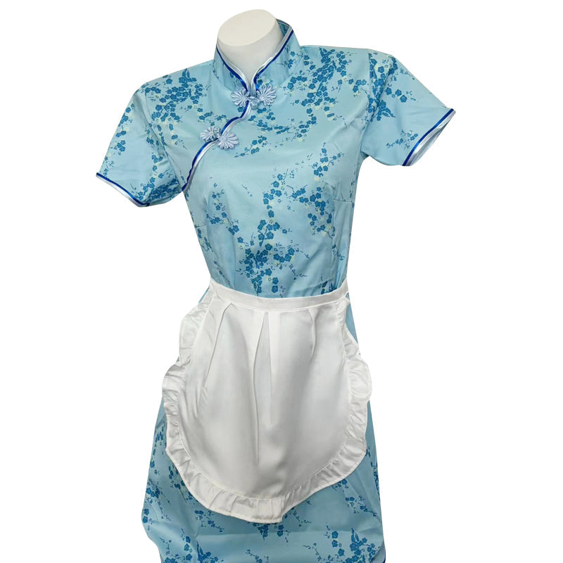 中华娘旗袍激情免脱纯欲厨娘制服角色扮演套装(黑/蓝)