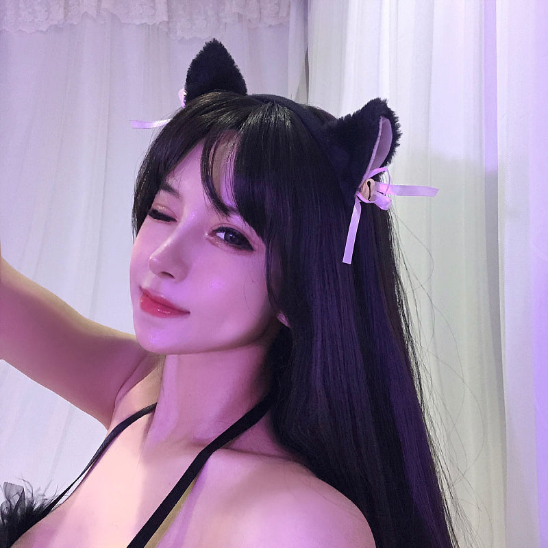 黑铃铛猫耳发箍日系少女可爱发饰配饰