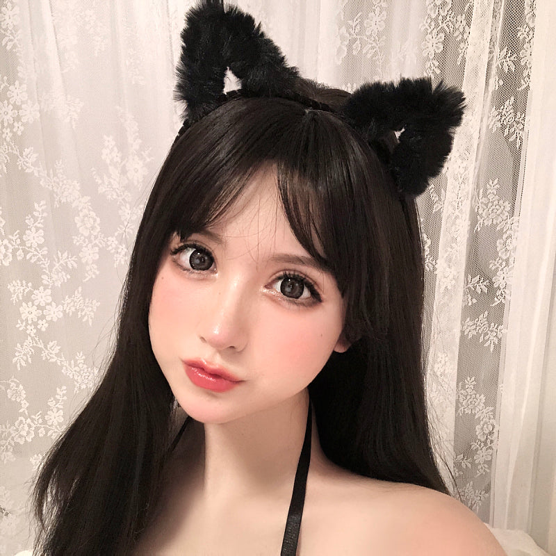 黑镂空毛绒发箍日系少女可爱发饰