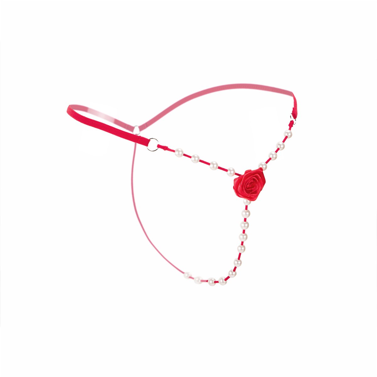 玫瑰花珍珠按摩丁字内裤 - Shyqueen