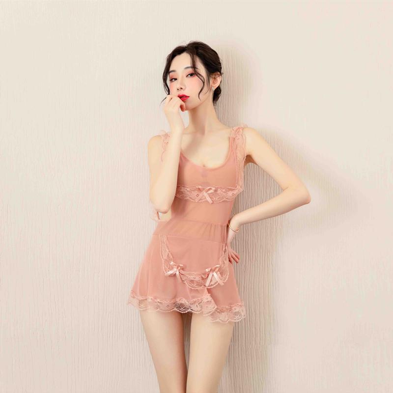 网纱厨娘露背女仆女佣制服套装(肤/红) - Shyqueen