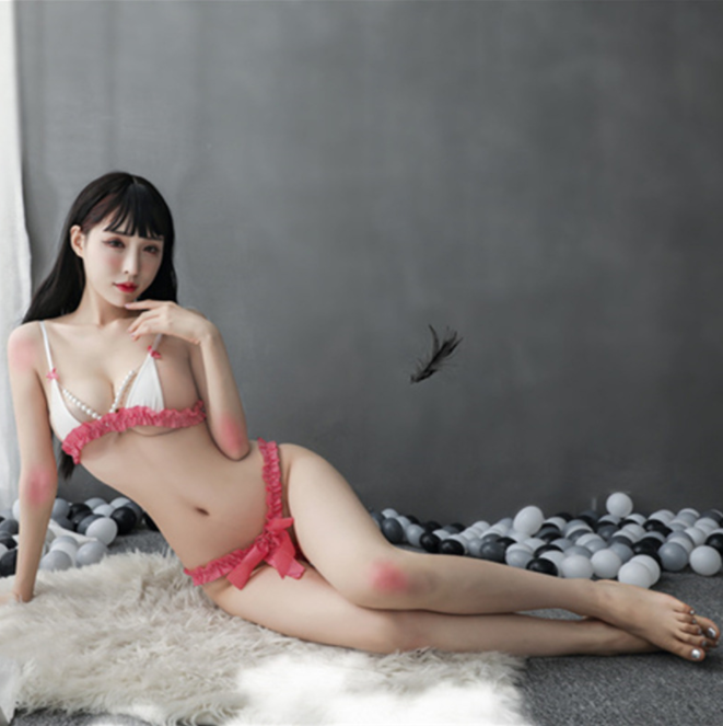 性感比基尼珍珠文胸+格子内裤三点式 - Shyqueen