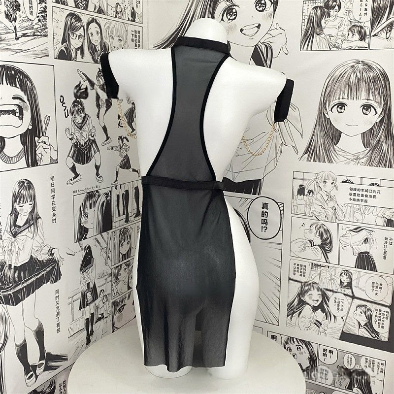 金属乳夹挂链网纱绳衣束缚捆绑纯欲调情黑色透视内衣