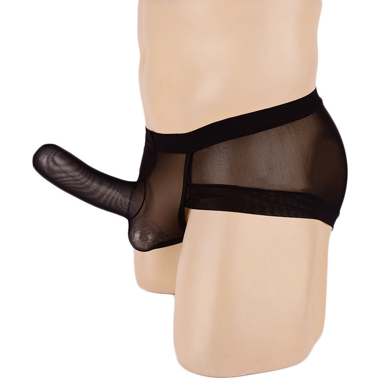男士专用黑色透明大象JJ枪弹分离前端闭口性感情趣三角裤
