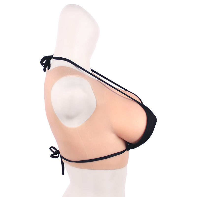 伪娘必备圆领凝胶填充实心硅胶假胸肤色义乳