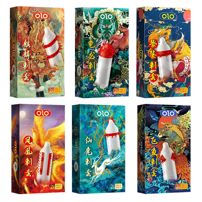 OLO柔软顶部持续刺激上古神兽刺套+龙珠延长避孕套