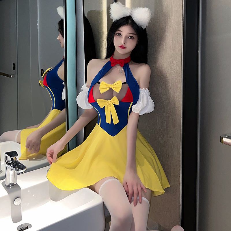 性感诱惑在逃公主裙可爱猫耳黄色女仆制服