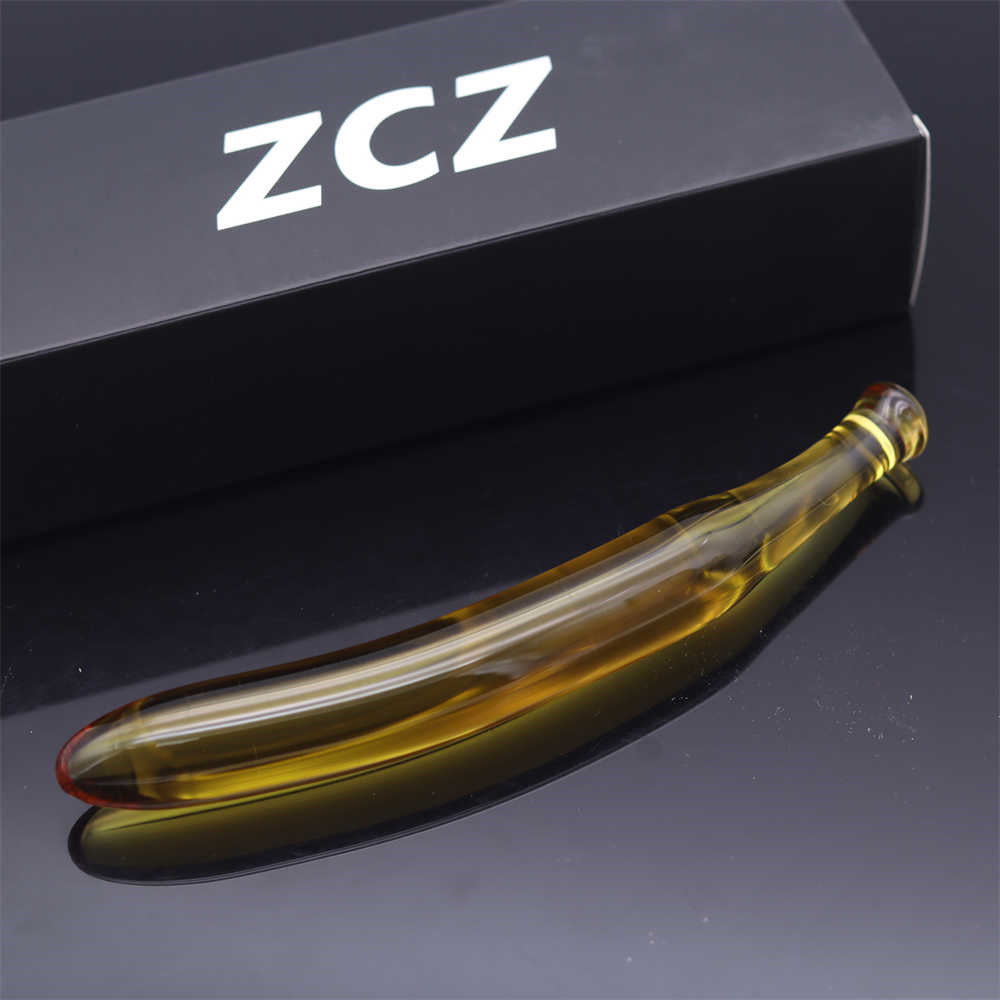 SM调教后庭专用双人情趣高硼硅玻璃黄香蕉水晶阳具