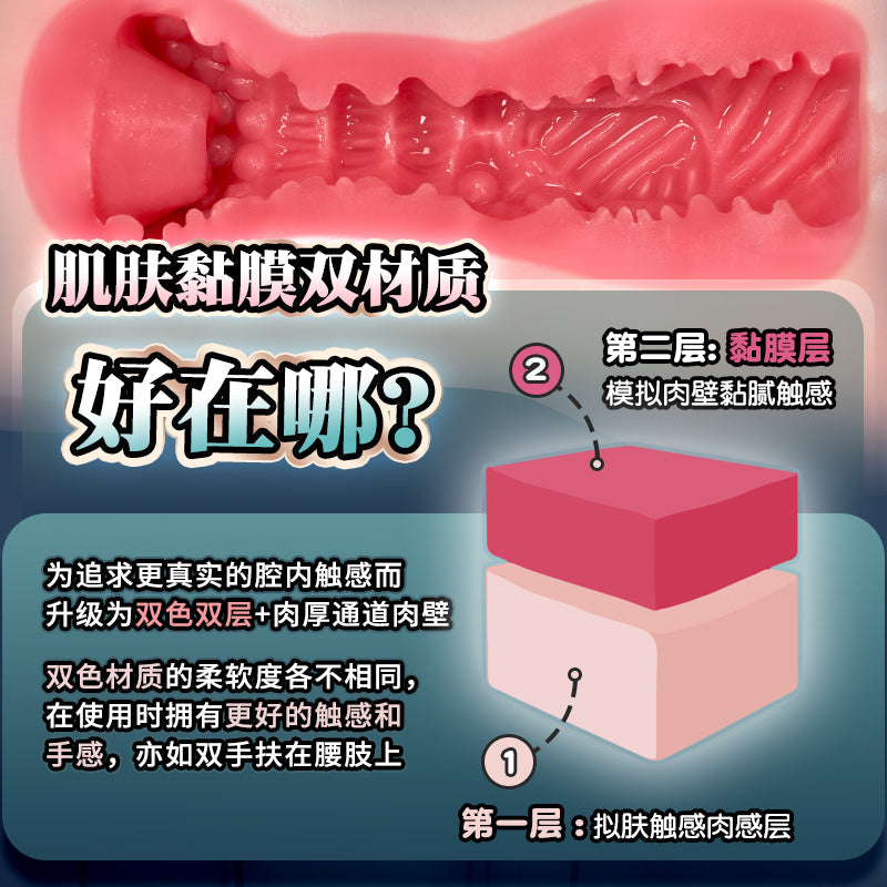 青白之恋升级款双骄三段式通道真实刻画倒模手动飞机杯