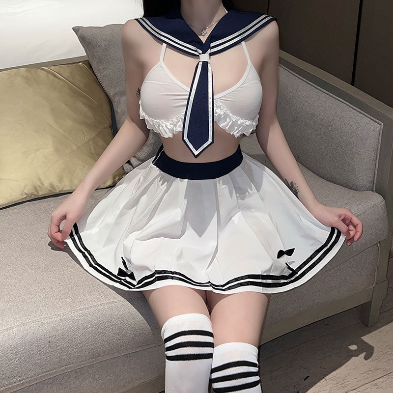 可爱校园学生制服诱惑jk小胸战袍激情免脱套装