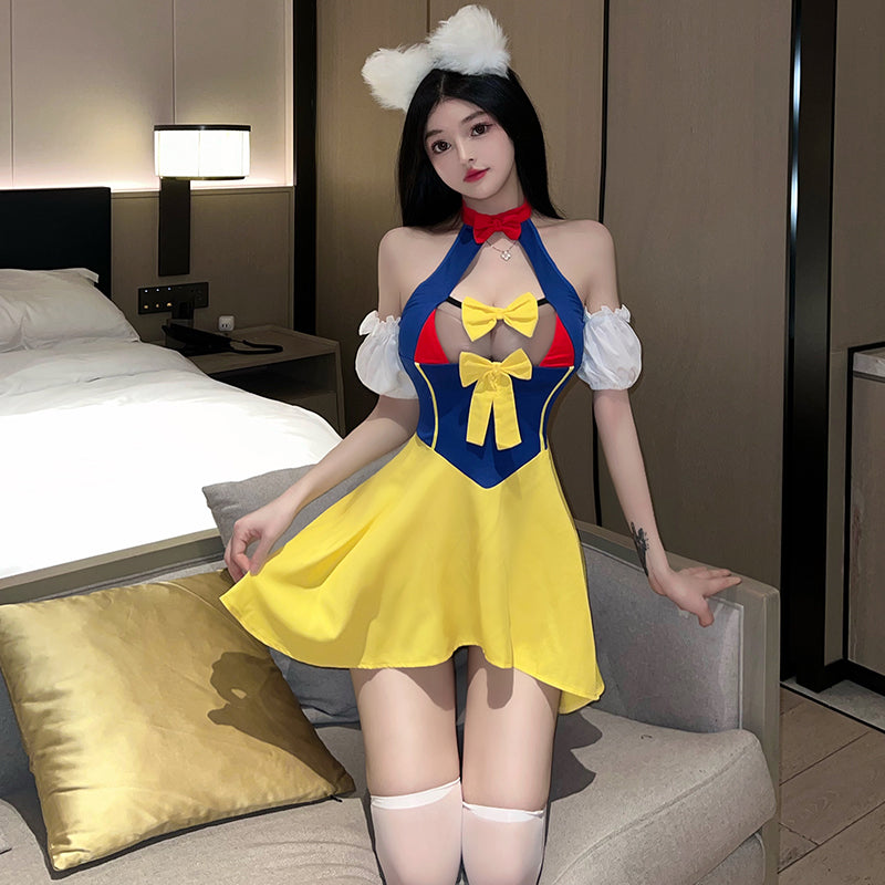 性感诱惑在逃公主裙可爱猫耳黄色女仆制服
