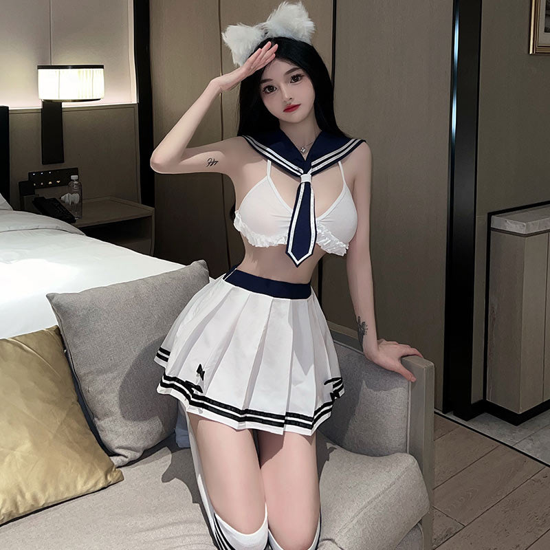 可爱校园学生制服诱惑jk小胸战袍激情免脱套装