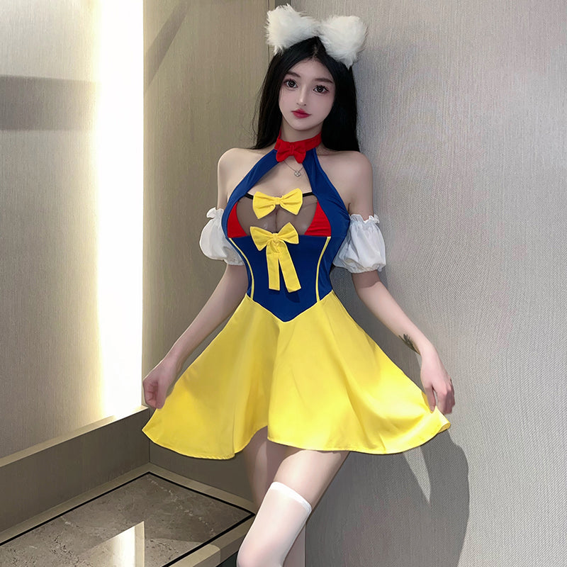 性感诱惑在逃公主裙可爱猫耳黄色女仆制服