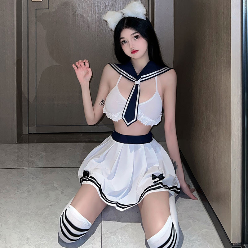 可爱校园学生制服诱惑jk小胸战袍激情免脱套装