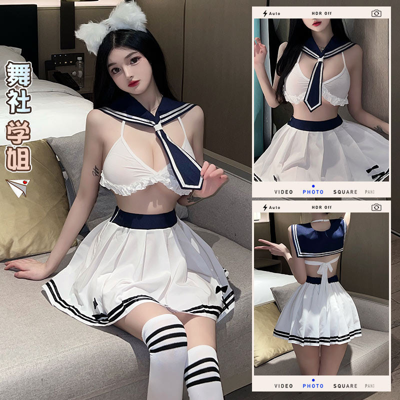 可爱校园学生制服诱惑jk小胸战袍激情免脱套装