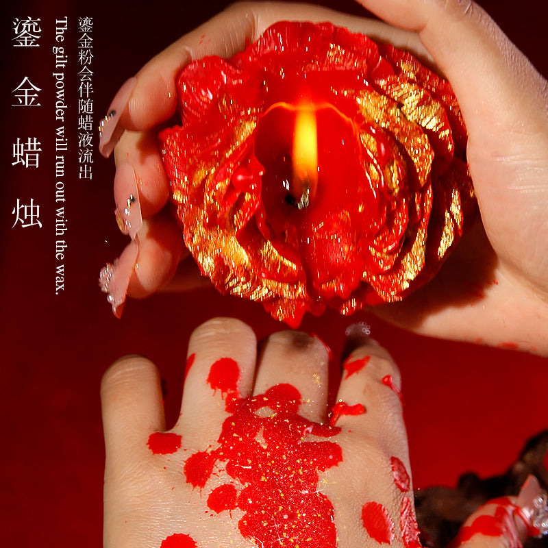 SM调教大豆蜡基42度低温不伤皮肤易清理滴蜡专用牡丹内鎏金蜡烛(红/黑/粉)