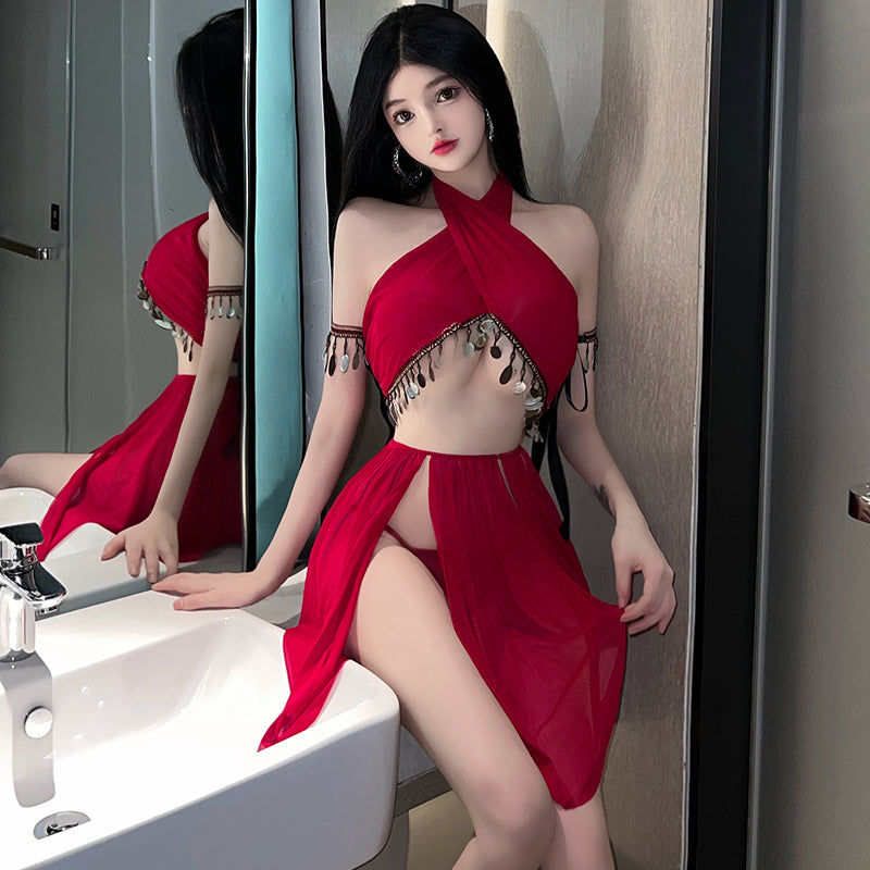 异域风情性感睡衣调情火辣床上诱惑制服套装（粉/黑/红）