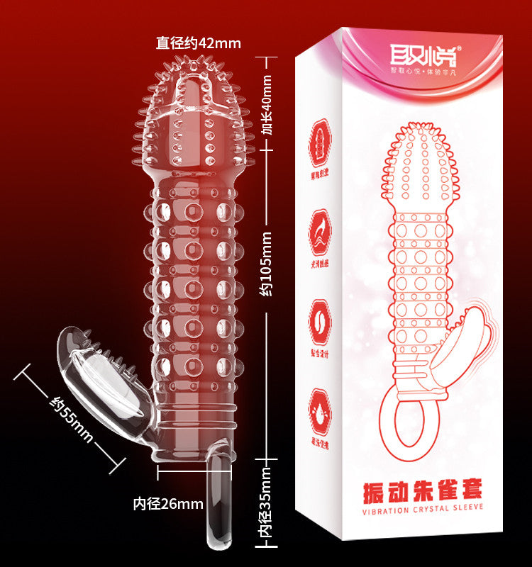 QUYUE震动款变大变粗延时坚挺震动锁精狼牙套(四款)