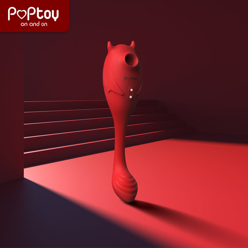 Poptoy 恶魔之吻可自由弯曲吮吸震动棒 - Shyqueen